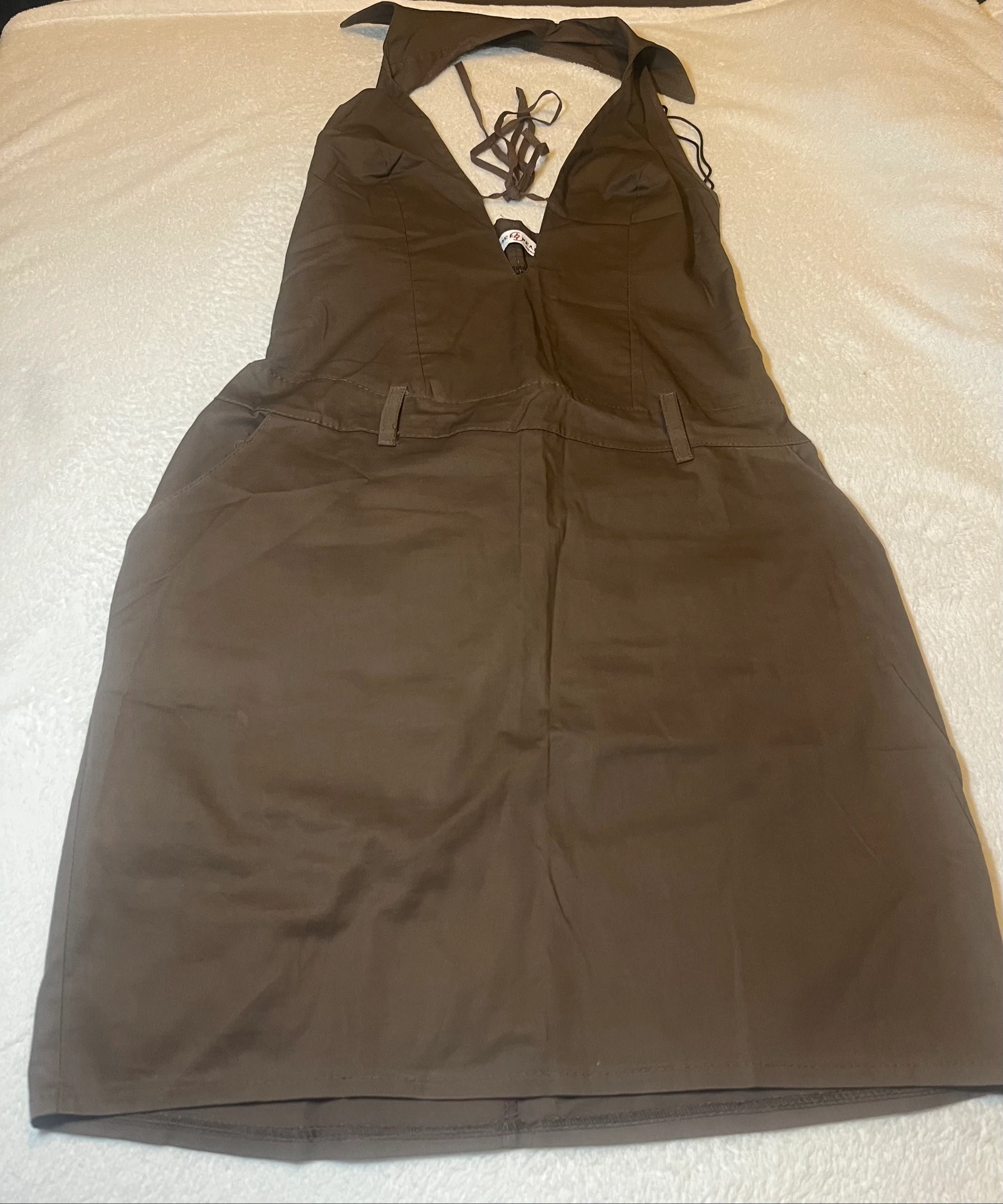 Brown Cargo / Y2K Style Backless Dress – photo 2